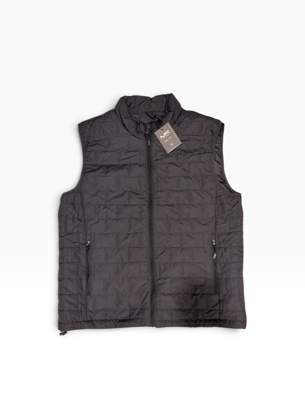 Mack Russo Men’s XL Black Quilted Puff Vest NWT Full Zip